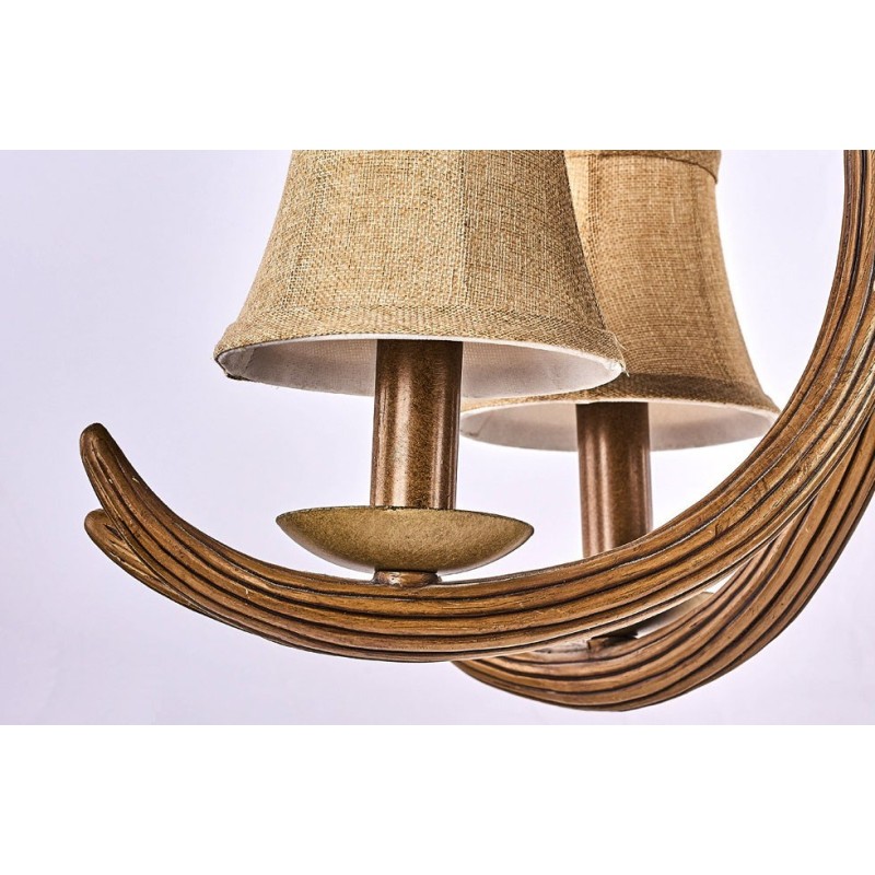 Lámpara de araña antigua de 3 luces con diseño rústico artístico retro de astas y pantallas