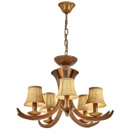 Lámpara de araña antigua de 5 luces con diseño rústico, estilo retro y artístico, con forma de asta.