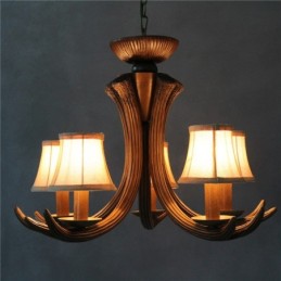 Lámpara de araña antigua de 5 luces con diseño rústico, estilo retro y artístico, con forma de asta.