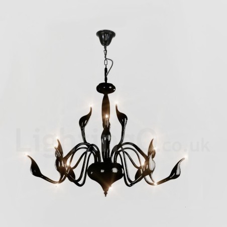 Lámpara de araña moderna contemporánea de metal galvanizado de 15 luces en negro Lámpara de araña moderna contemporánea de metal galvanizado de 15 luces en negro