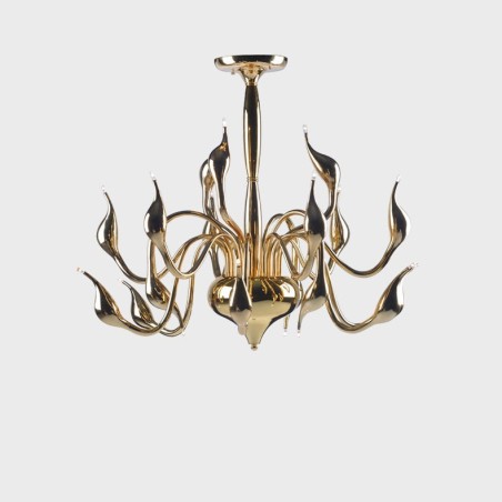 Lámpara de araña moderna contemporánea de metal galvanizado dorado de 15 luces Lámpara de araña moderna contemporánea de metal galvanizado dorado de 15 luces