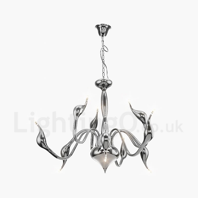 Lámpara de araña moderna contemporánea de metal galvanizado cromado dorado de 9 luces