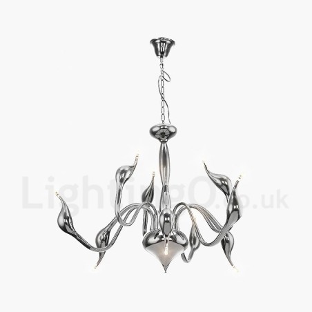 Lámpara de araña moderna contemporánea de metal galvanizado cromado dorado de 9 luces Lámpara de araña moderna contemporánea de metal galvanizado cromado dorado de 9 luces
