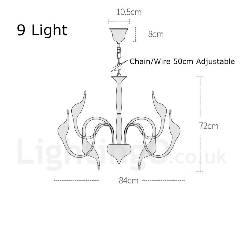 Lámpara de araña moderna contemporánea de metal galvanizado cromado dorado de 9 luces