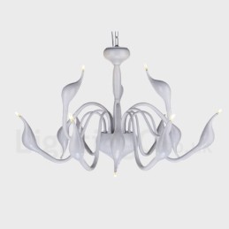 Lámpara colgante moderna de metal blanco con forma de cisne de 12 luces