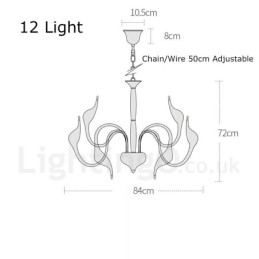 Lámpara colgante moderna de metal dorado con forma de cisne de 12 luces
