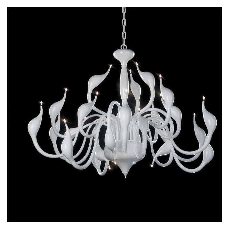 Lámpara de araña moderna de 24 luces con forma de cisne, G4, chapado en blanco