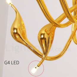 Lámpara de araña moderna de 24 luces con forma de cisne, G4, chapada en oro