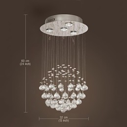 Lámpara de araña de cristal moderna de lujo de 4 luces
