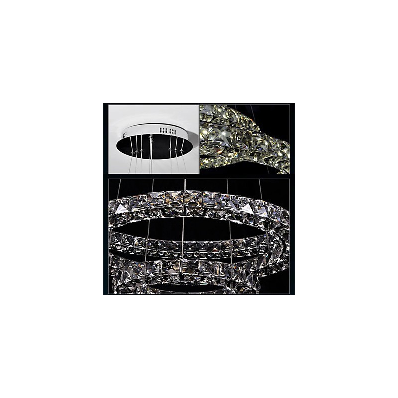 Lámpara colgante de cristal moderna de 40 cm de diámetro y tres lados, de cristal K9, para interiores.