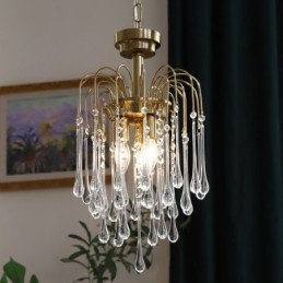 Luminaria de araña de cristal con forma de gota de agua