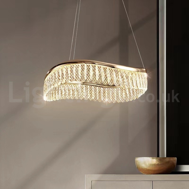 Lámpara colgante de cristal cuadrada de 1 y 2 anillos, luminaria de techo interior de cristal K9