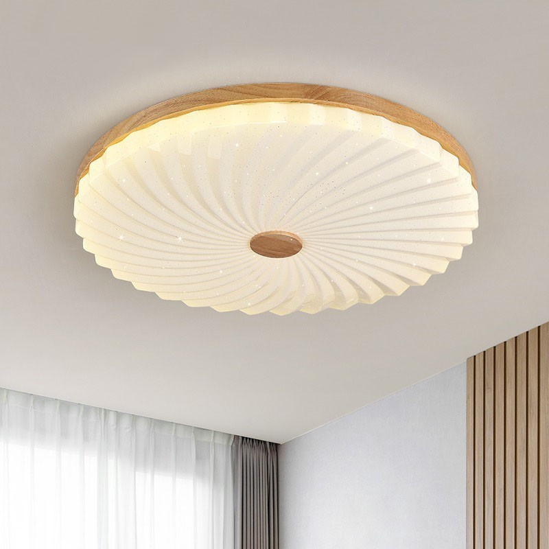 Lámpara de techo empotrada de madera maciza, redonda, sencilla y moderna, de estilo nórdico