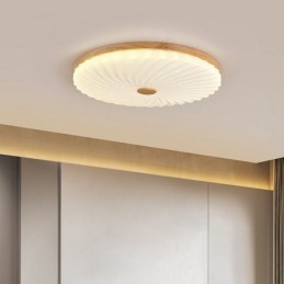 Lámpara de techo empotrada de madera maciza, redonda, sencilla y moderna, de estilo nórdico