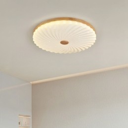 Lámpara de techo empotrada de madera maciza, redonda, sencilla y moderna, de estilo nórdico