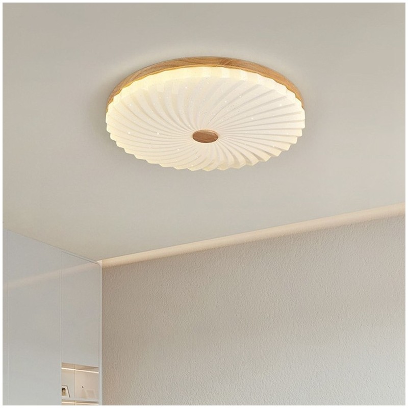 Lámpara de techo empotrada de madera maciza, redonda, sencilla y moderna, de estilo nórdico