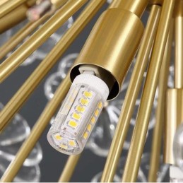 Lámpara colgante nórdica esférica de cristal de diente de león de latón