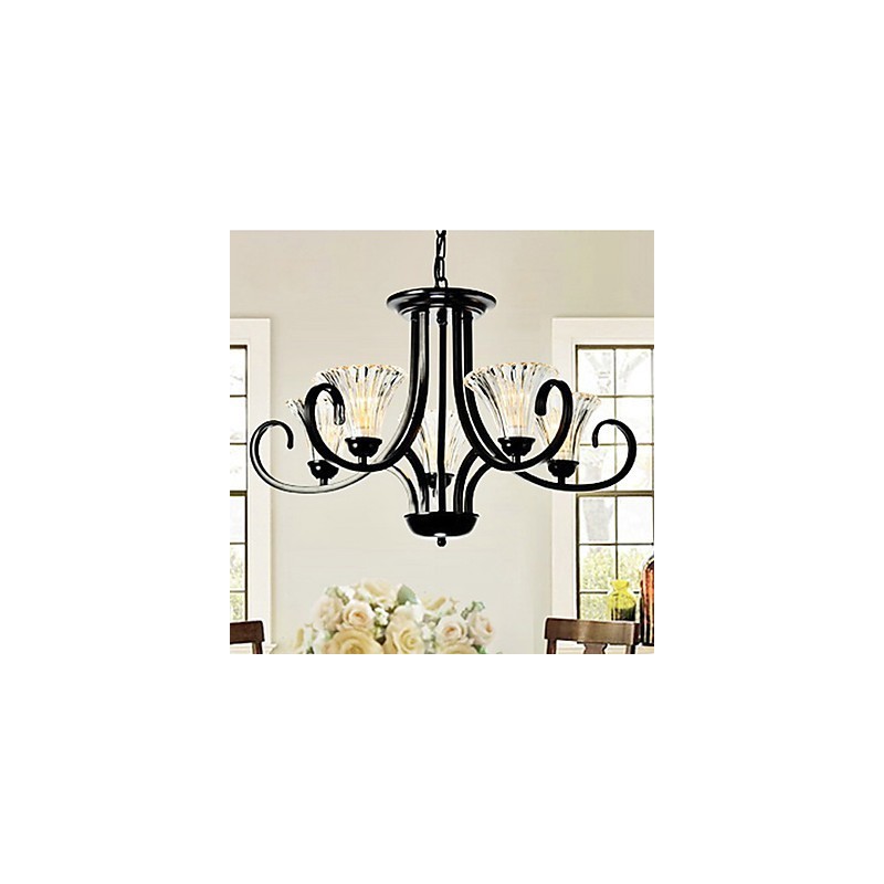 Lámpara de araña vintage de estilo europeo de 5 luces con brazo de cuerno