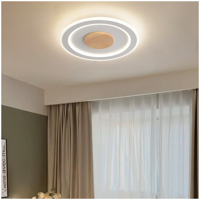 Lámpara de techo empotrada moderna de madera redonda, accesorio de iluminación para interiores
