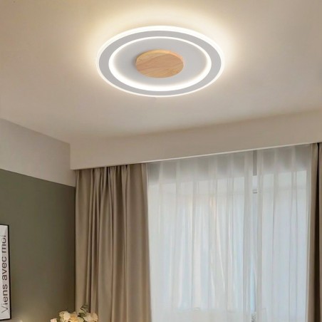 Lámpara de techo empotrada moderna de madera redonda, accesorio de iluminación para interiores Lámpara de techo empotrada moderna de madera redonda, accesorio de iluminación para interiores