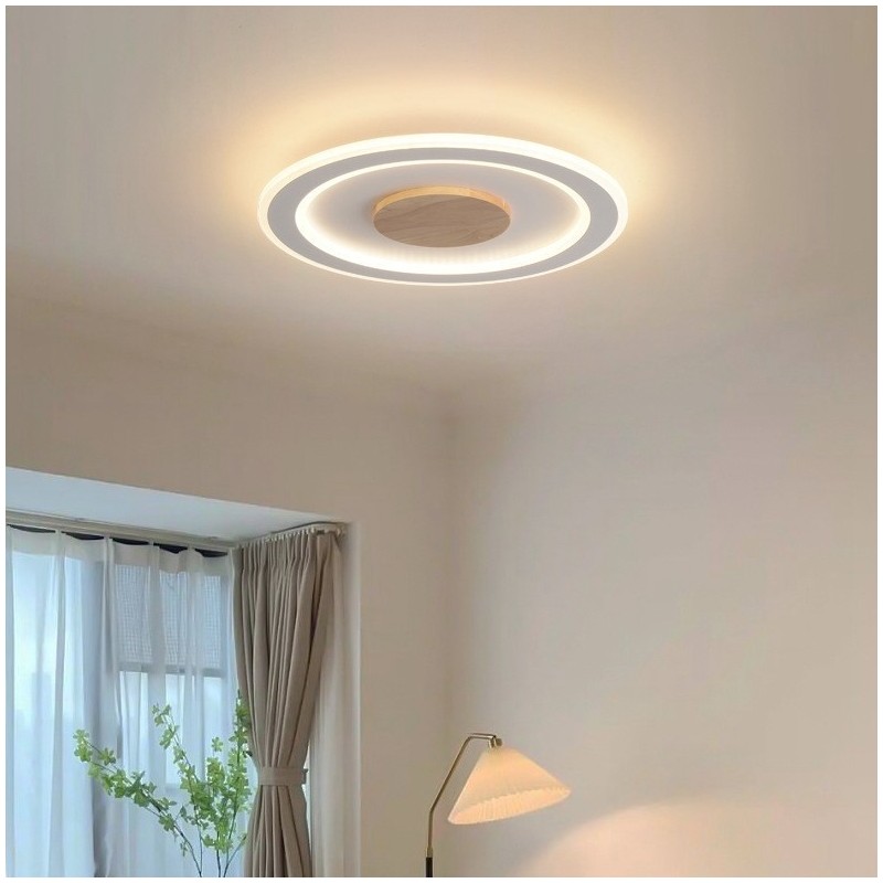 Lámpara de techo empotrada moderna de madera redonda, accesorio de iluminación para interiores