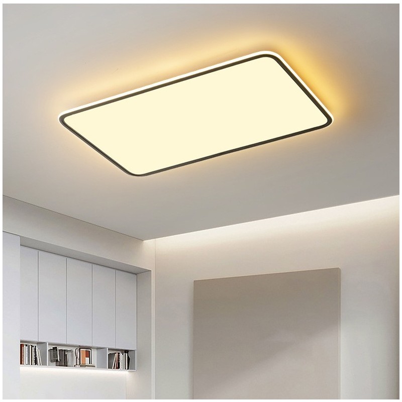 Lámpara de techo empotrada rectangular de gran tamaño y moderna, regulable, para interiores