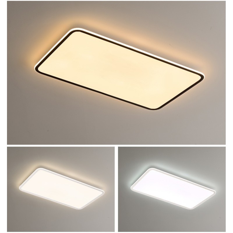 Lámpara de techo empotrada rectangular de gran tamaño y moderna, regulable, para interiores