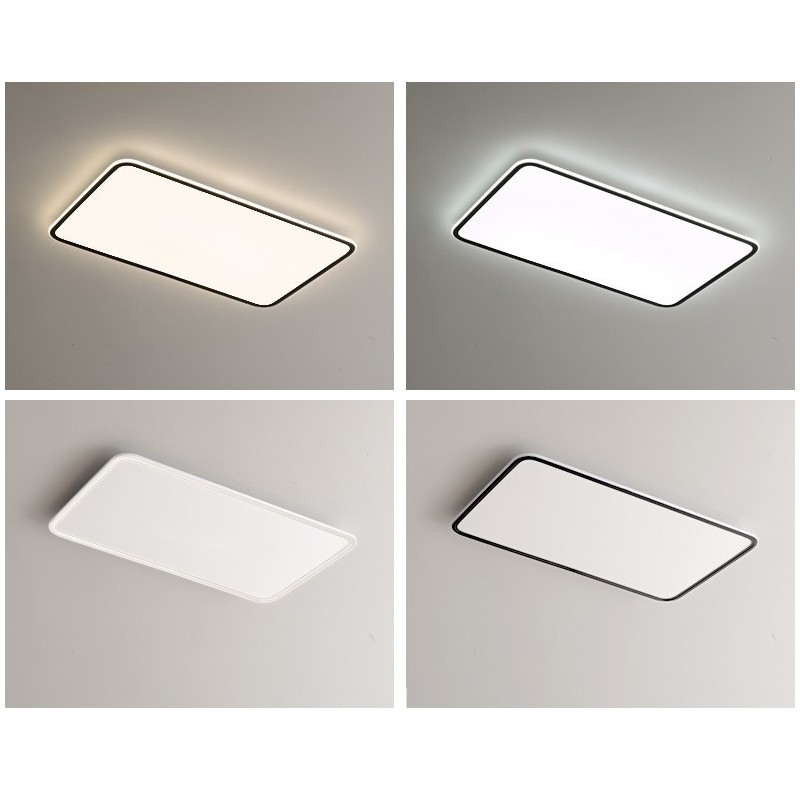 Lámpara de techo empotrada rectangular de gran tamaño y moderna, regulable, para interiores