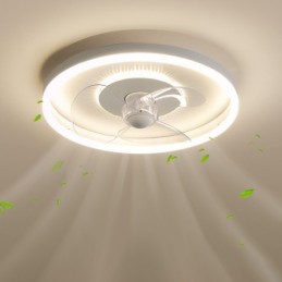 Ventilador de techo moderno, redondo, ultrafino, silencioso, invisible, de espectro completo, con protección ocular, regulable y empotrado.