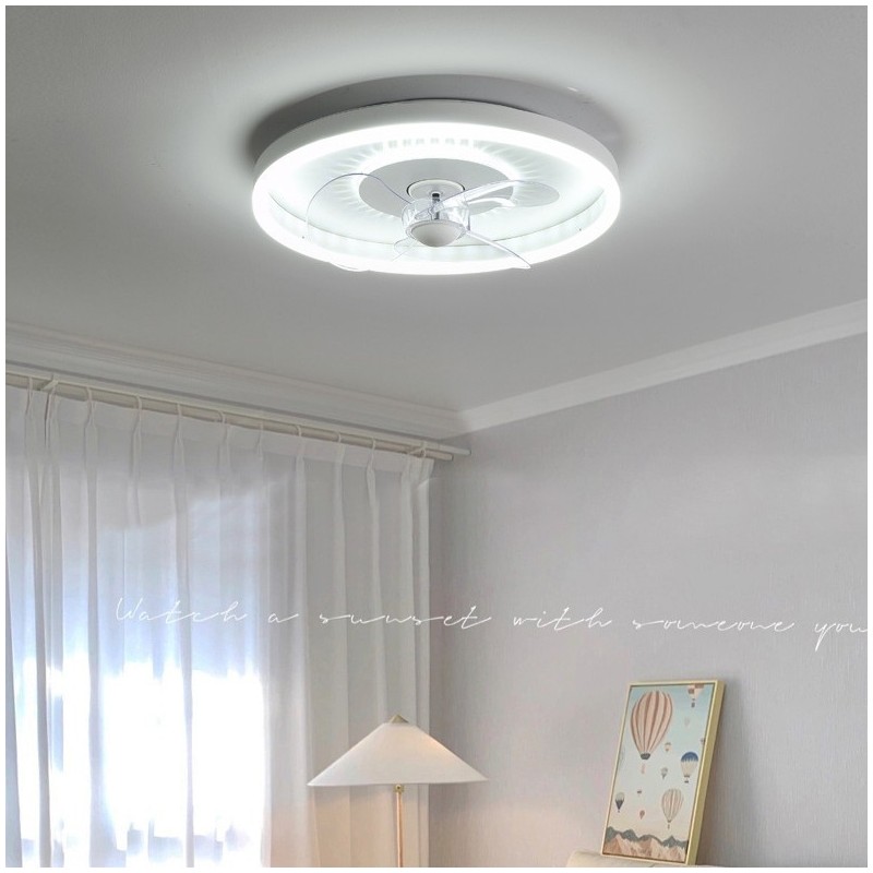 Ventilador de techo moderno, redondo, ultrafino, silencioso, invisible, de espectro completo, con protección ocular, regulable y empotrado.