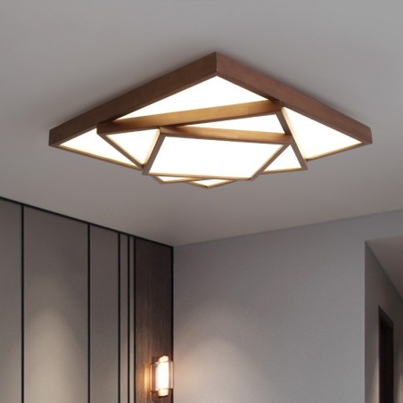 Lámpara de techo empotrada de madera de nogal negro cuadrada de 3 niveles, estilo nórdico contemporáneo moderno, también se puede usar como lámpara de pared. Lámpara de techo empotrada de madera de nogal negro cuadrada de 3 niveles, estilo nórdico contemporáneo moderno, también se puede usar como lámpara de pared.