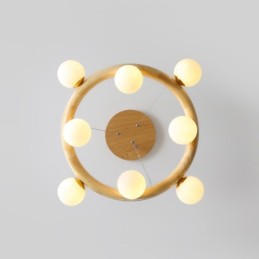 Lámpara colgante de madera nórdica moderna y sencilla con pantallas de frijol