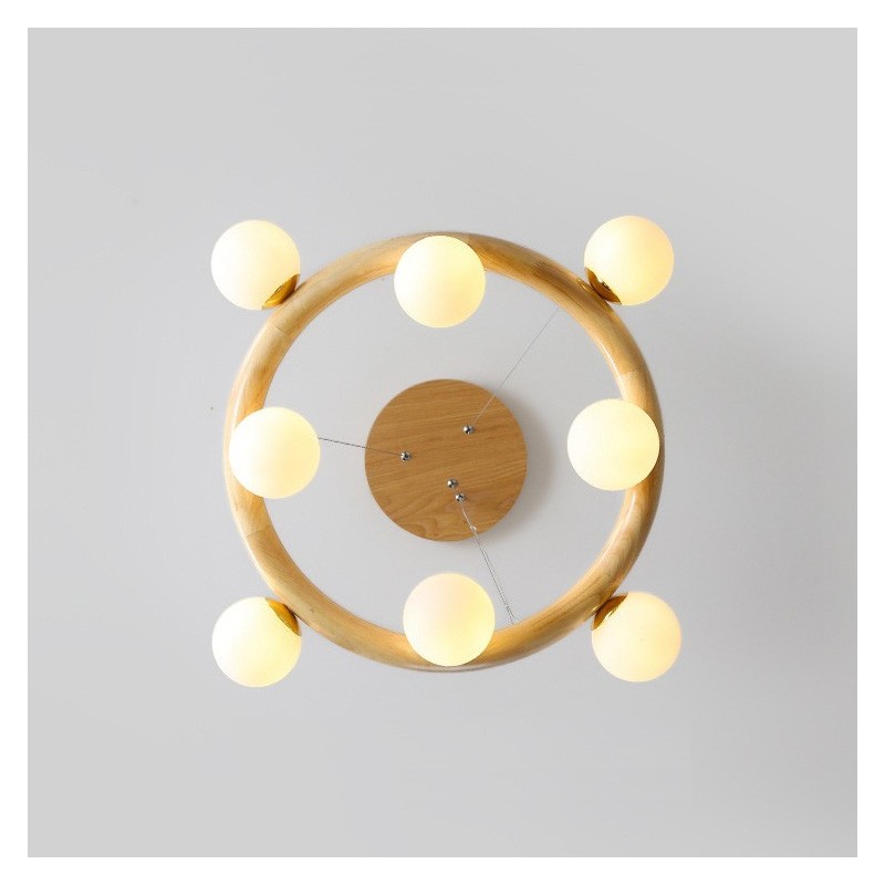 Lámpara colgante de madera nórdica moderna y sencilla con pantallas de frijol