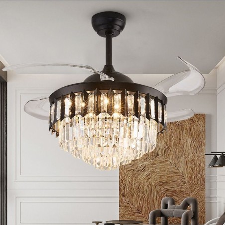 Ventilador de techo retráctil con luz de cristal Ventilador de techo retráctil con luz de cristal