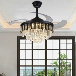 Ventilador de techo retráctil con luz de cristal