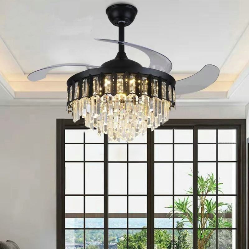 Ventilador de techo retráctil con luz de cristal