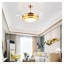 Lámpara de ventilador de techo moderna con aspas de ABS y acrílico.