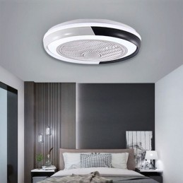 Lámpara de techo redonda acrílica con ventilador moderno y control remoto