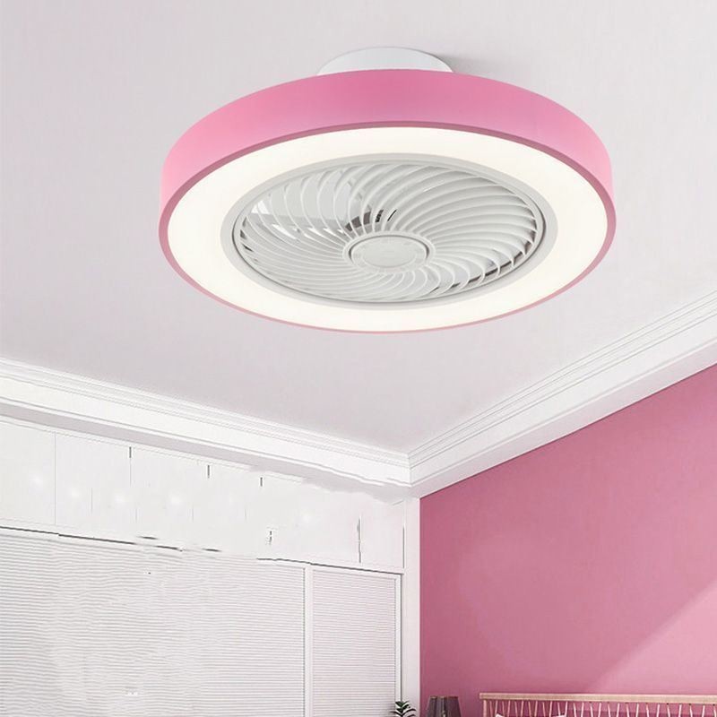 Lámpara de techo redonda de acrílico con control remoto y ventilador de techo moderno
