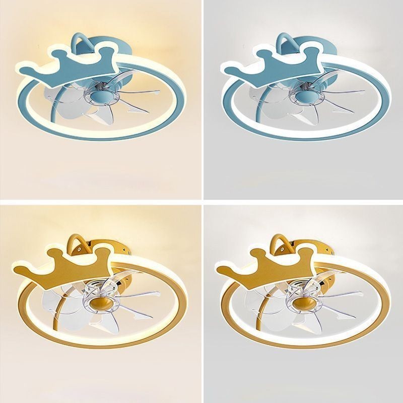 Lámpara de techo creativa con ventilador de dibujos animados para niños