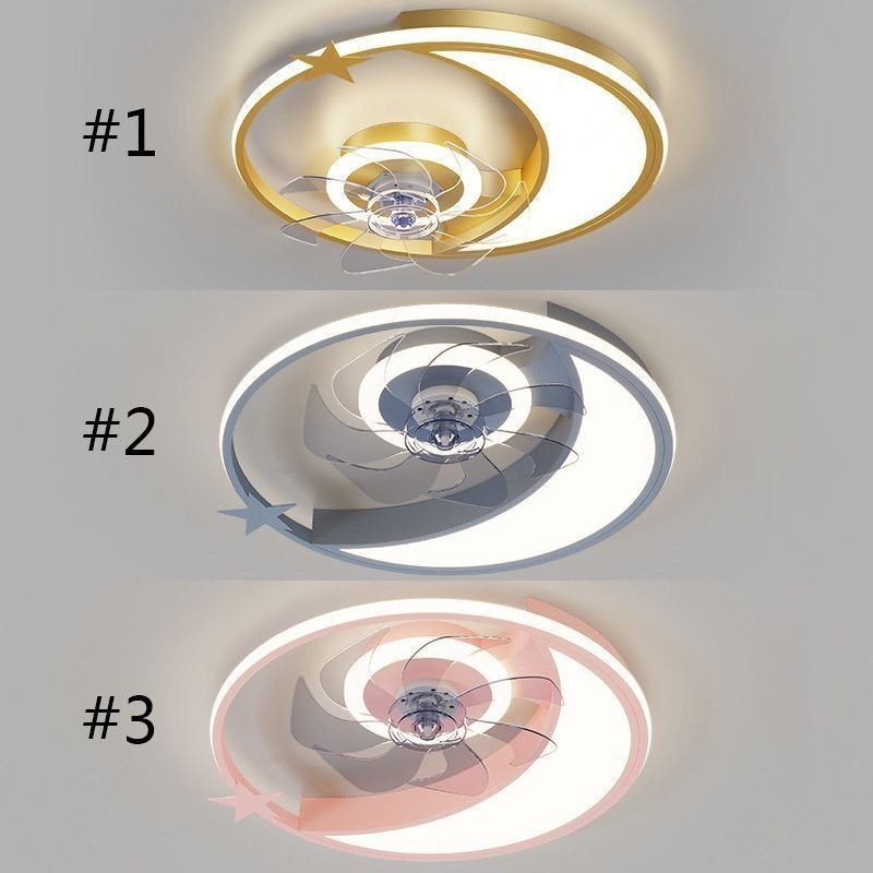 Lámpara de techo creativa con ventilador de techo y luz de luna