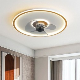 Ventilador de techo con luz y control remoto, diseño de macarrón