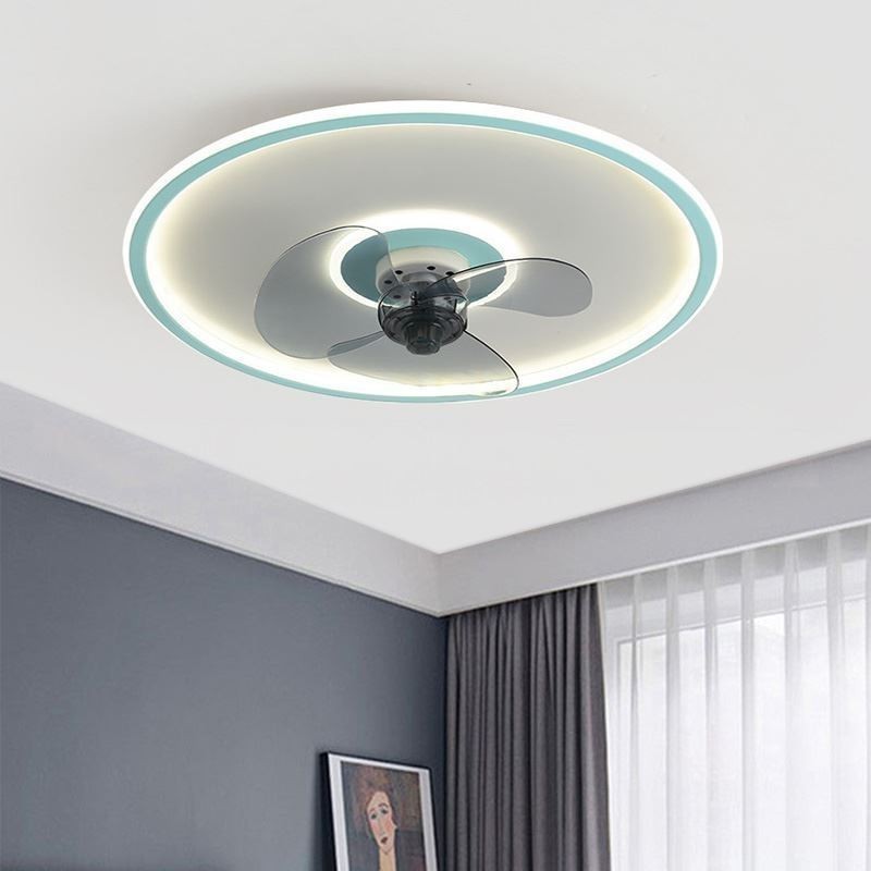 Ventilador de techo con luz y control remoto, diseño de macarrón