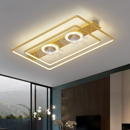 Ventilador de techo moderno empotrado con luces y control remoto