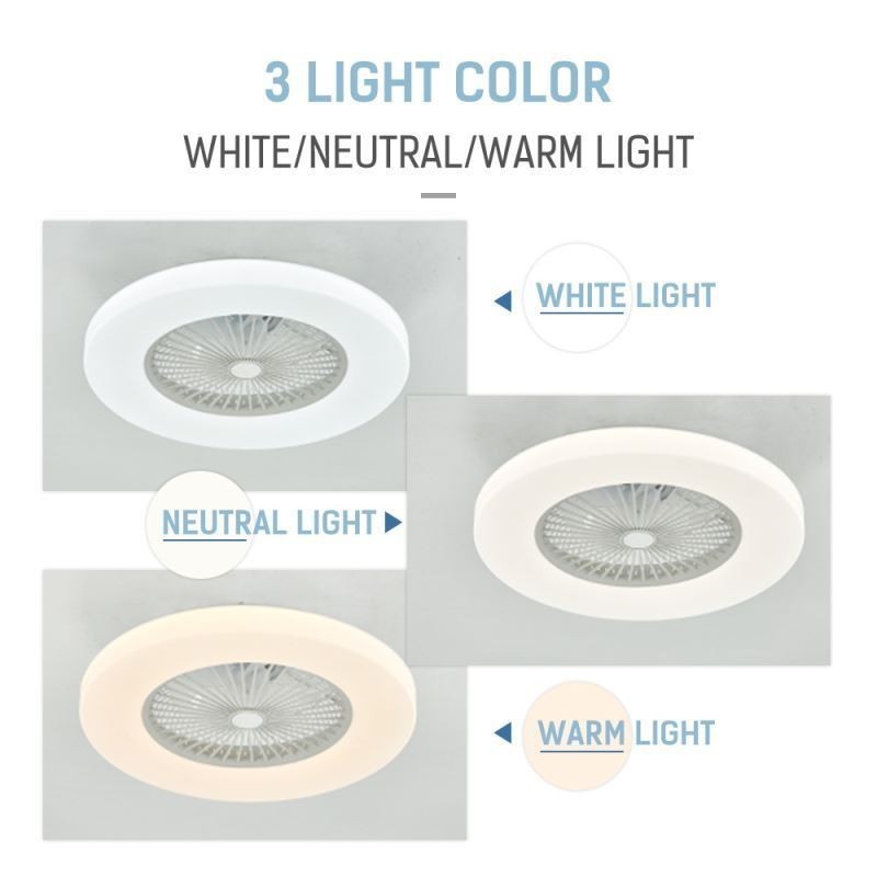 Ventilador de techo con luz tricromática y atenuación de 3 velocidades con control remoto