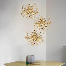 Lámpara de araña de 3 luces de acero inoxidable, lámpara colgante de techo