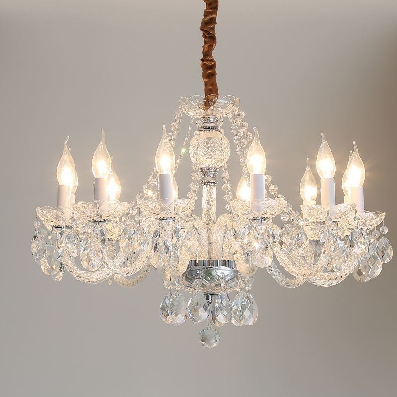 Lámpara de techo decorativa de lujo europea de cristal transparente