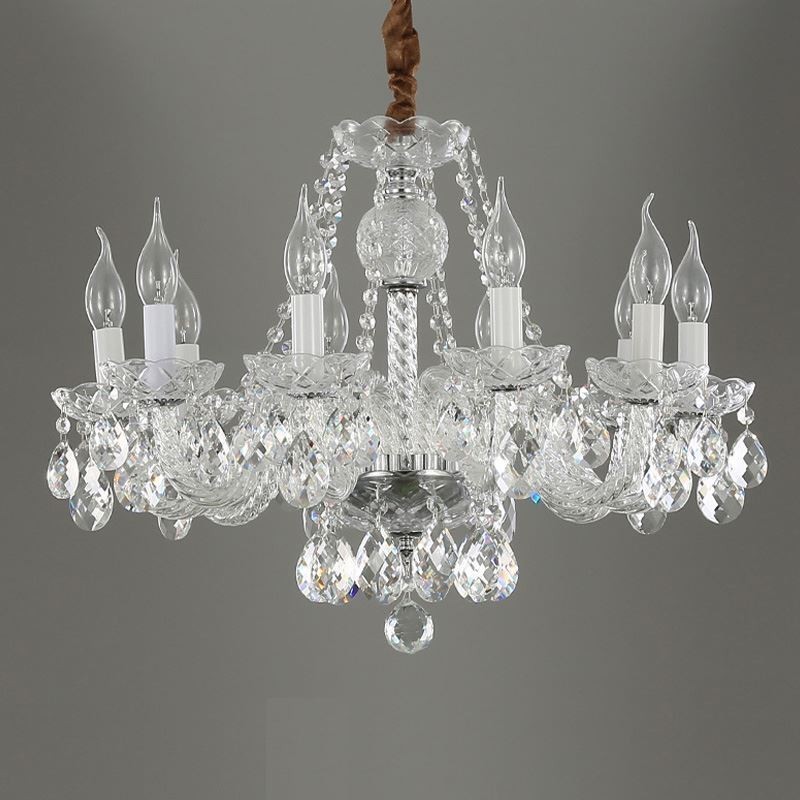Lámpara de techo decorativa de lujo europea de cristal transparente