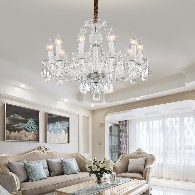 Lámpara de techo decorativa de lujo europea de cristal transparente
