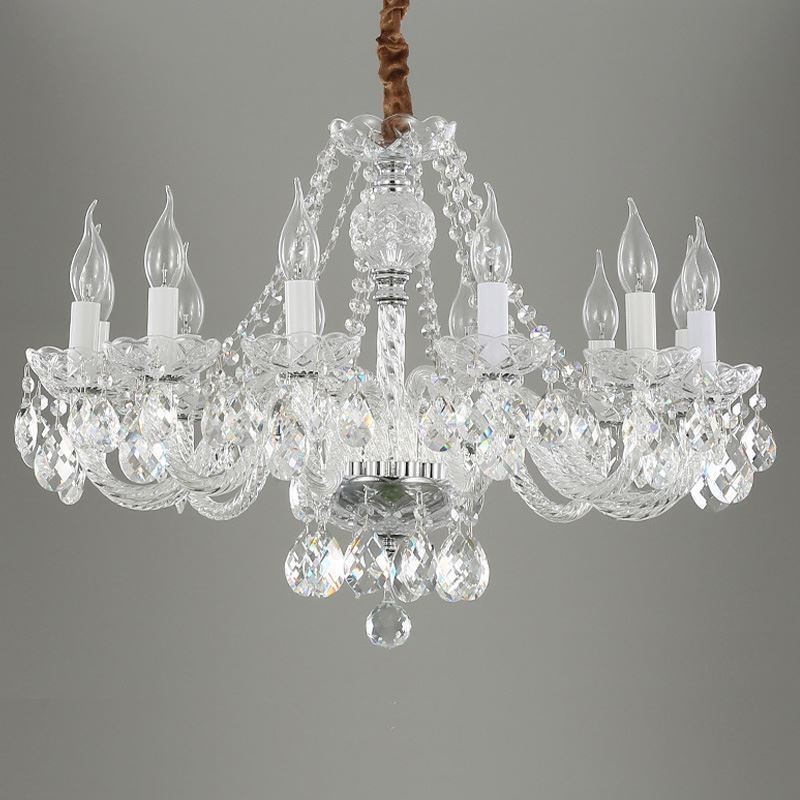 Lámpara de techo decorativa de lujo europea de cristal transparente